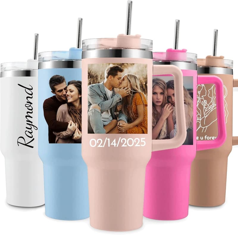 Personalized 40 oz Stainless Steel Tumbler with Handle