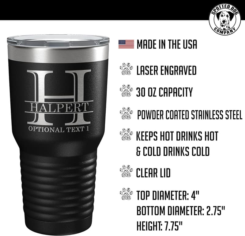 Customized 30oz Insulated Tumbler with Lid - Black