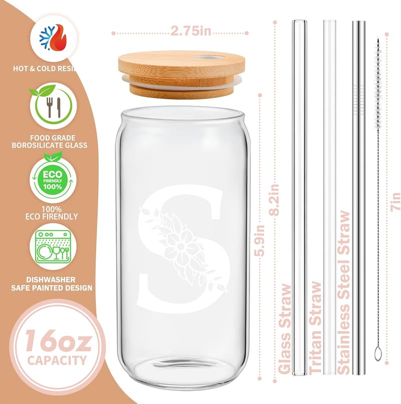 Personalized Monogrammed Glass Tumblers for Women
