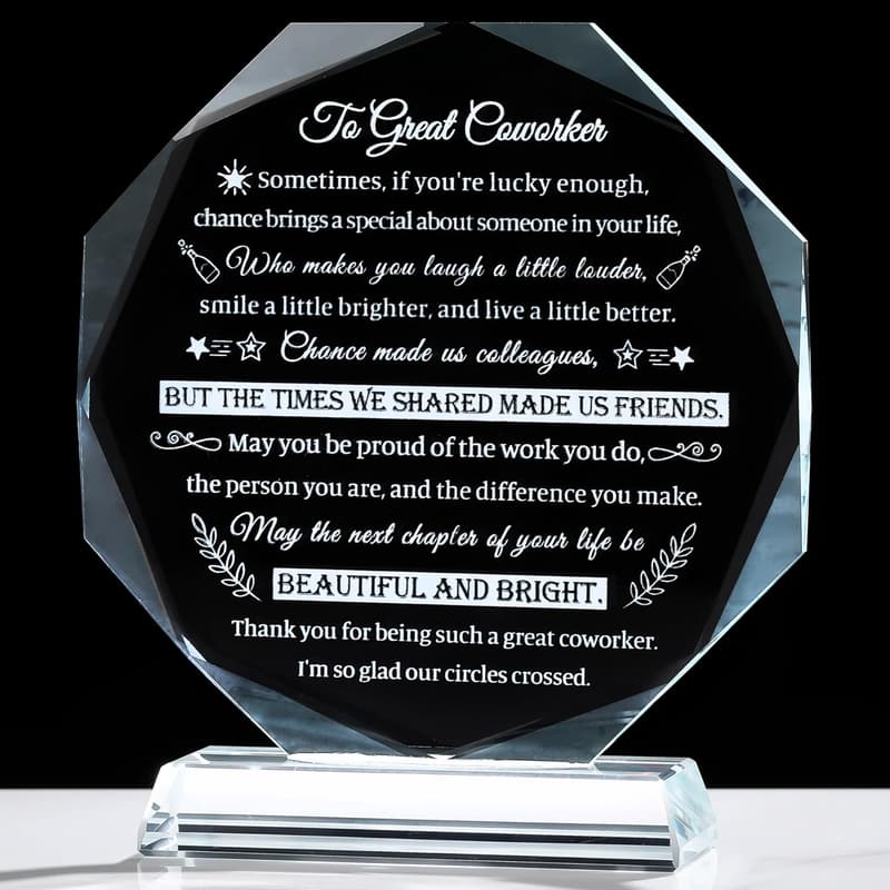 Retirement Glass Plaque - Laser Etched Farewell Gift for Coworkers