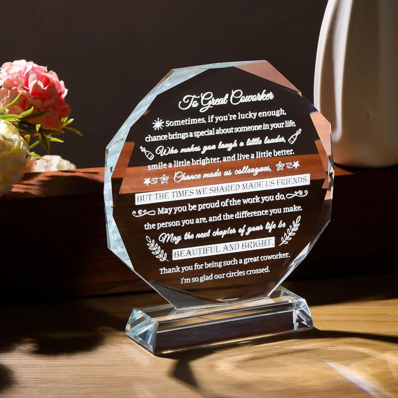 Retirement Glass Plaque - Laser Etched Farewell Gift for Coworkers