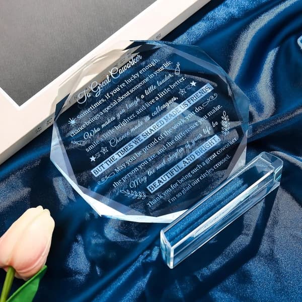 Retirement Glass Plaque - Laser Etched Farewell Gift for Coworkers