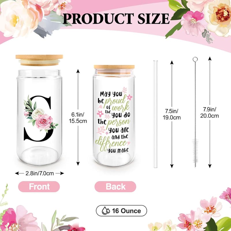 Personalized Glass Tumblers with Lids & Straws for Women
