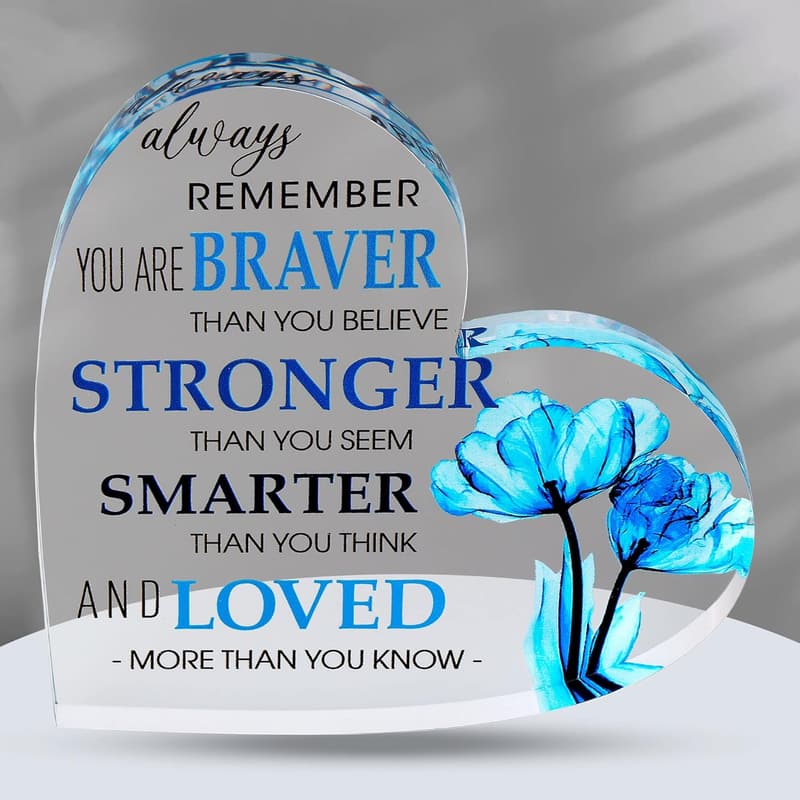 Inspirational Acrylic Heart Desk Decor for Men and Women