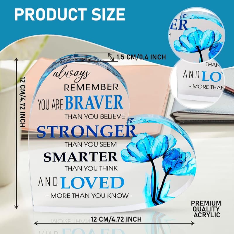 Inspirational Acrylic Heart Desk Decor for Men and Women