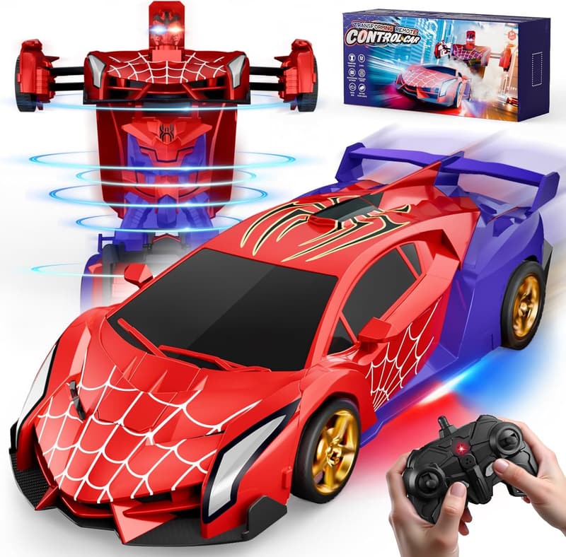 Transforming Spider RC Car with Lights - Birthday Gift for Kids