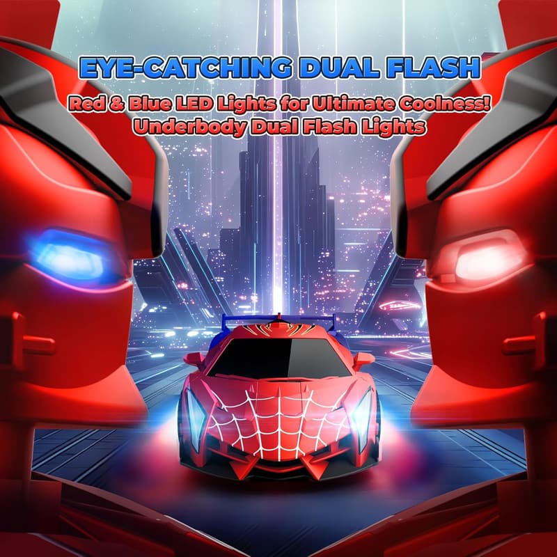 Transforming Spider RC Car with Lights - Birthday Gift for Kids