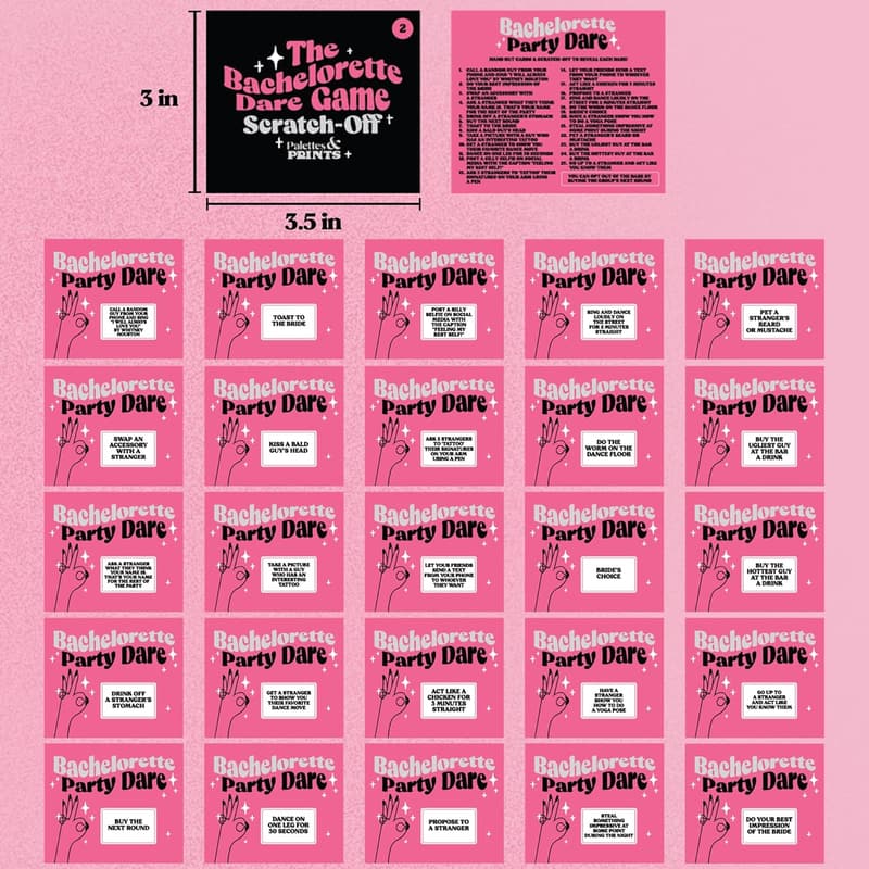 Bachelorette Party Dare Game - 25 Scratch-Off Challenge Cards