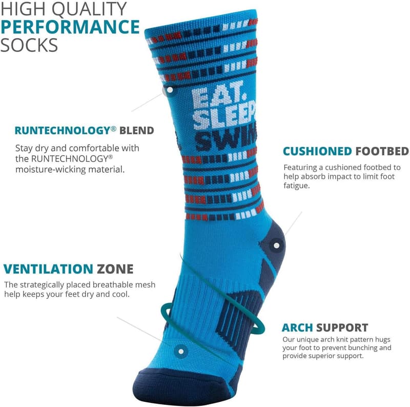 Swimming Performance Crew Socks - Youth & Adult - Mid-Calf