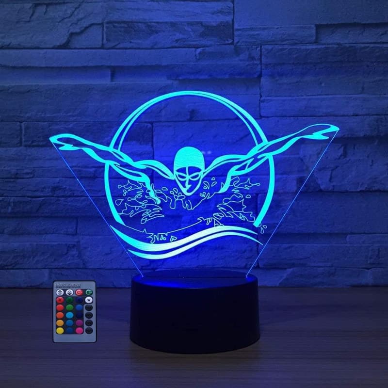 3D Swimming LED Night Light with Remote - Color Changing Decor