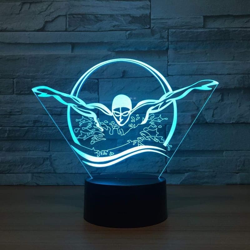 3D Swimming LED Night Light with Remote - Color Changing Decor
