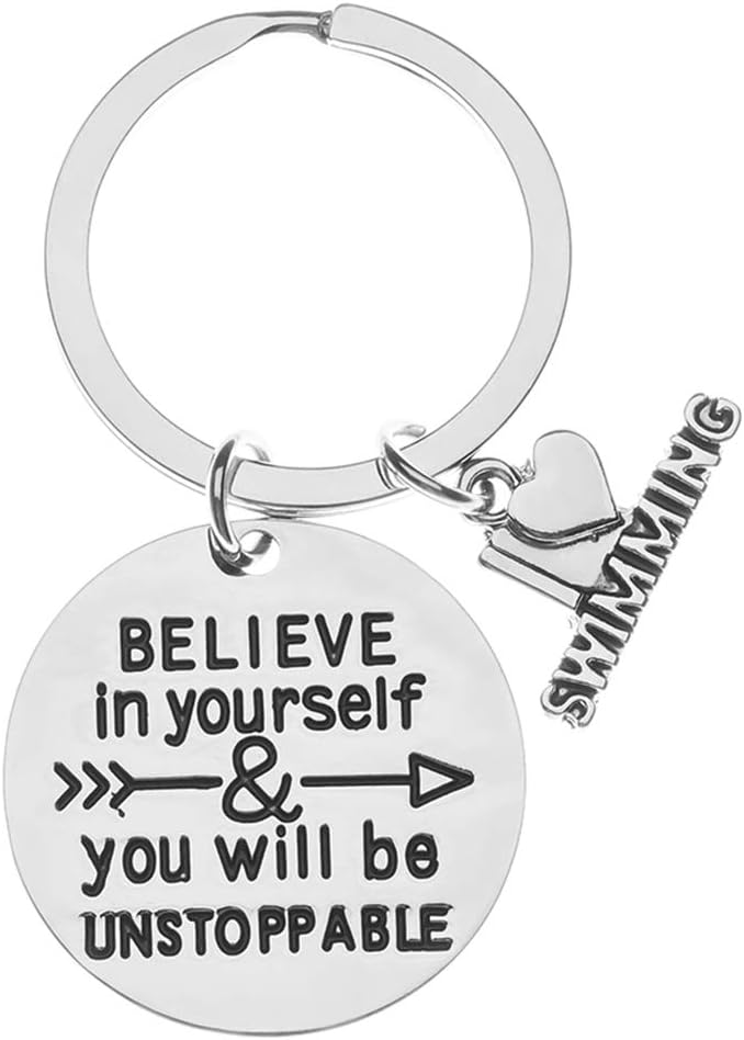 Inspirational Swim Keychain for Swimmers and Swim Teams