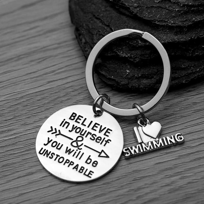 Inspirational Swim Keychain for Swimmers and Swim Teams