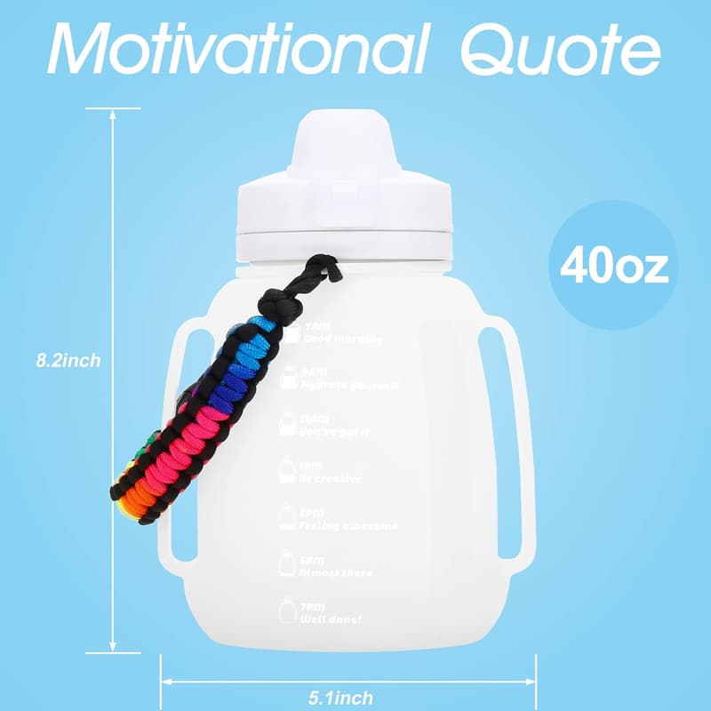 Reusable Motivational Water Bottle with Time Marker, 1.2L