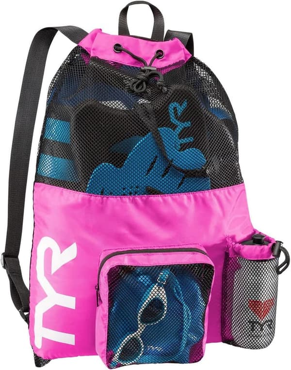 Pink Mesh Backpack for Wet Swim, Gym & Workout Gear