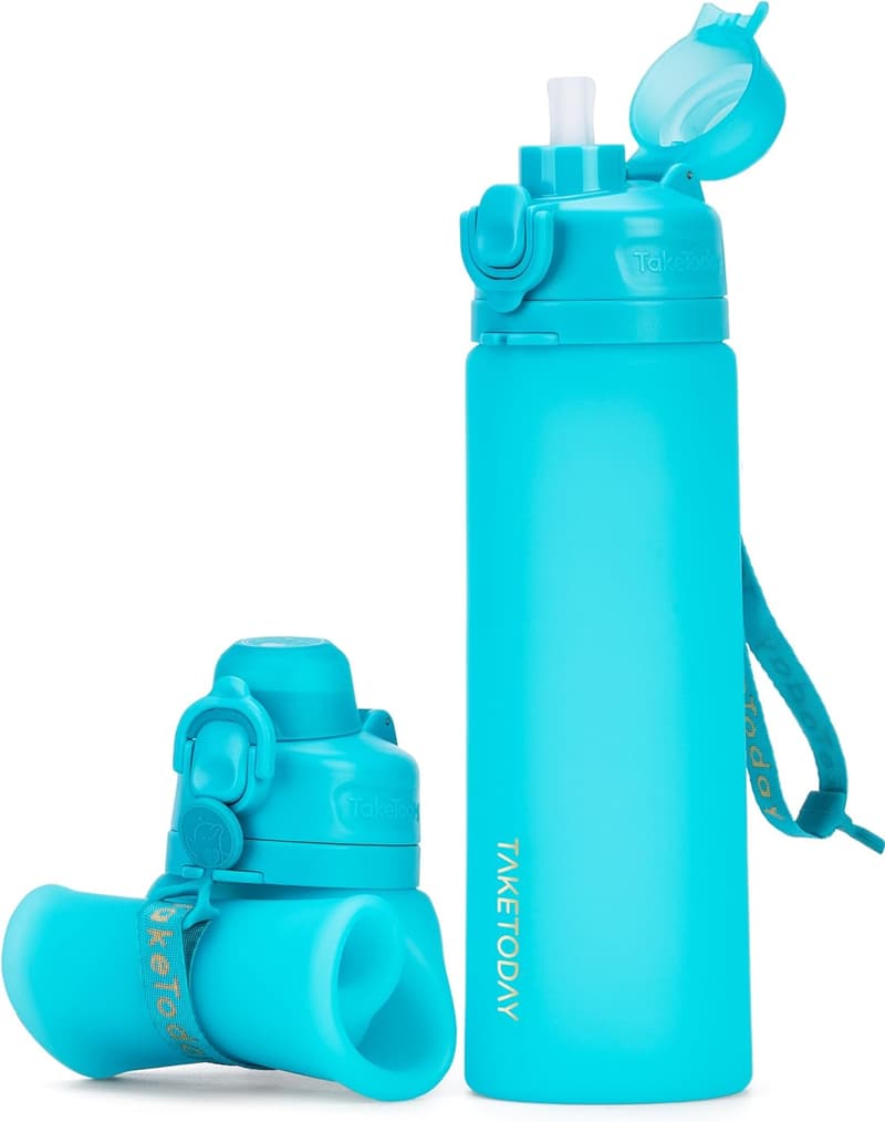 Collapsible 20oz Silicone Water Bottle for Travel and Outdoors