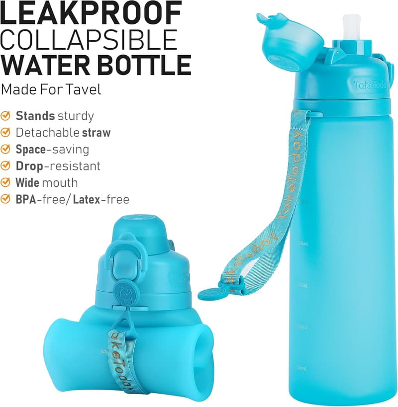 Collapsible 20oz Silicone Water Bottle for Travel and Outdoors