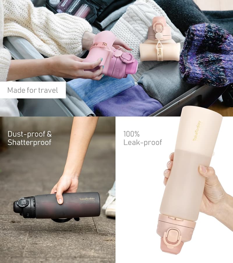 Collapsible 20oz Silicone Water Bottle for Travel and Outdoors
