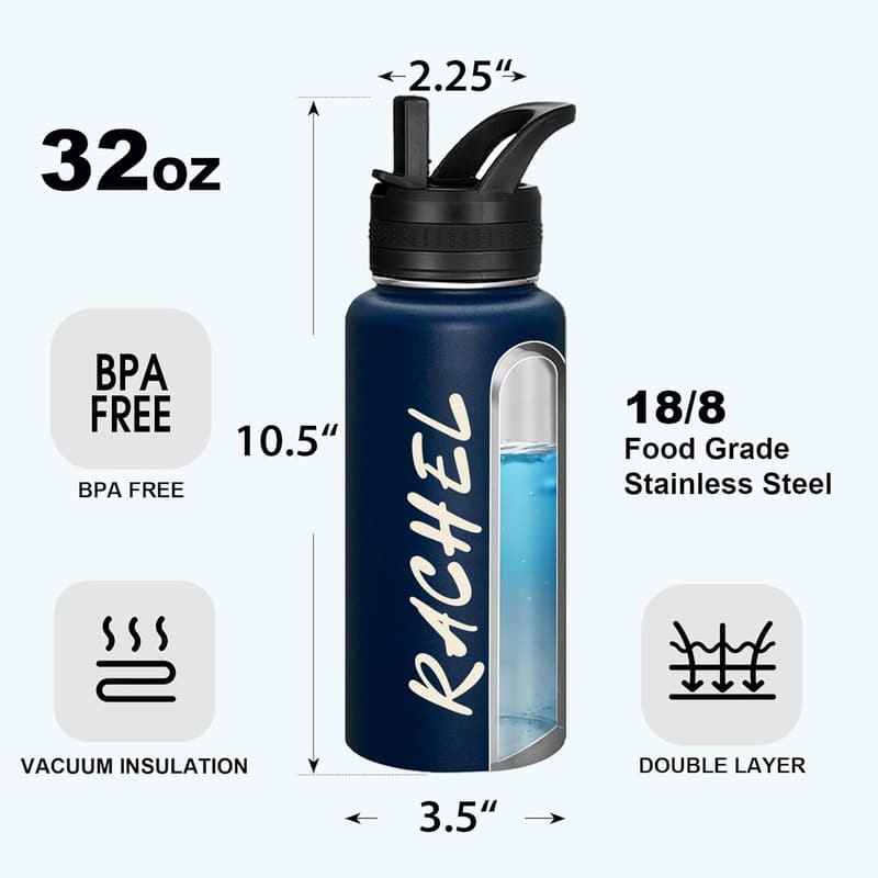 Personalized 32oz Stainless Steel Water Bottle with Custom Print