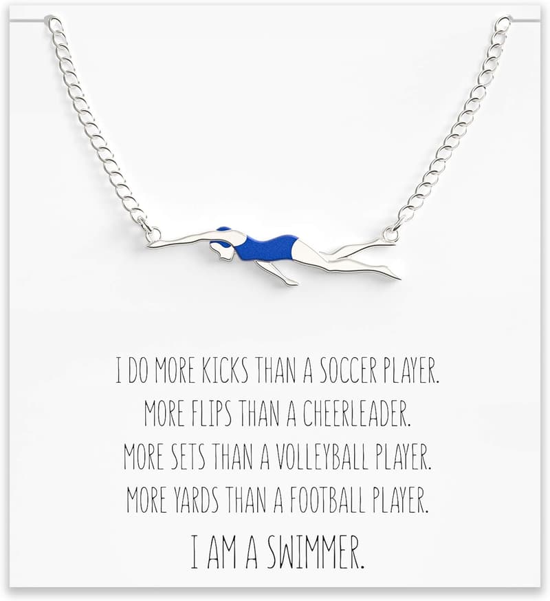 Swim Team Gift Necklace for Girls – Swimmer Pendant Charm