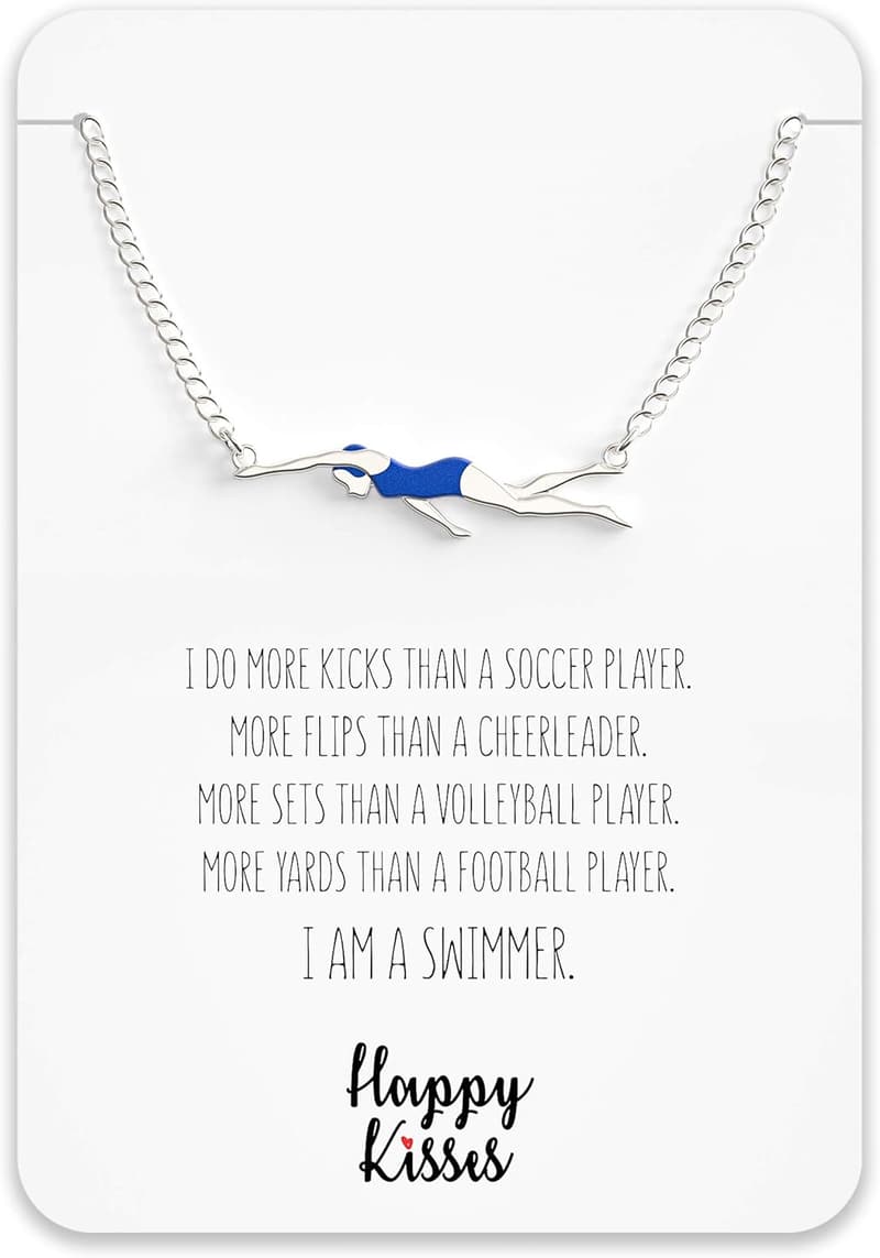 Swim Team Gift Necklace for Girls – Swimmer Pendant Charm