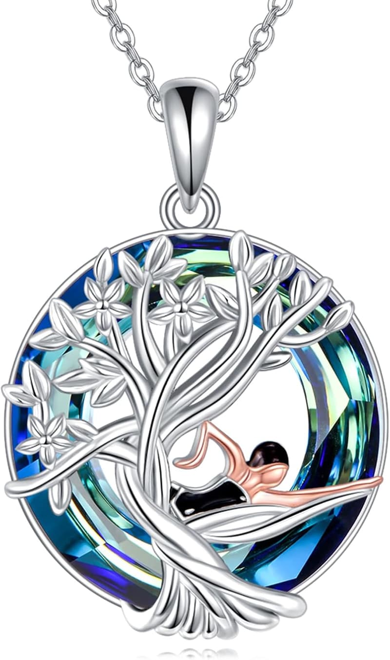 Graduation Tree of Life Necklace in Sterling Silver with Crystals