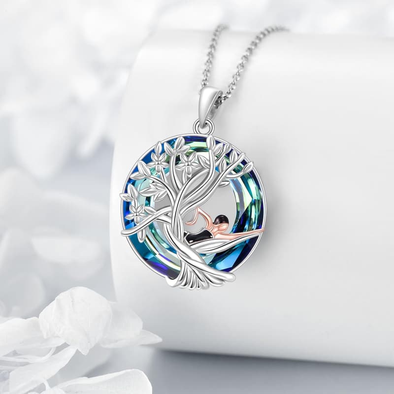 Graduation Tree of Life Necklace in Sterling Silver with Crystals