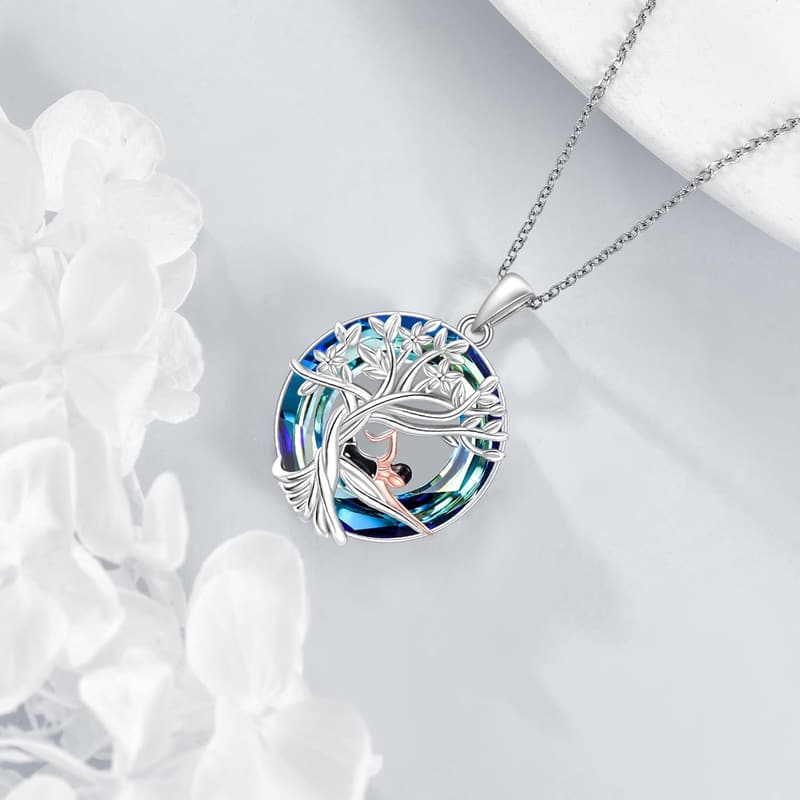 Graduation Tree of Life Necklace in Sterling Silver with Crystals