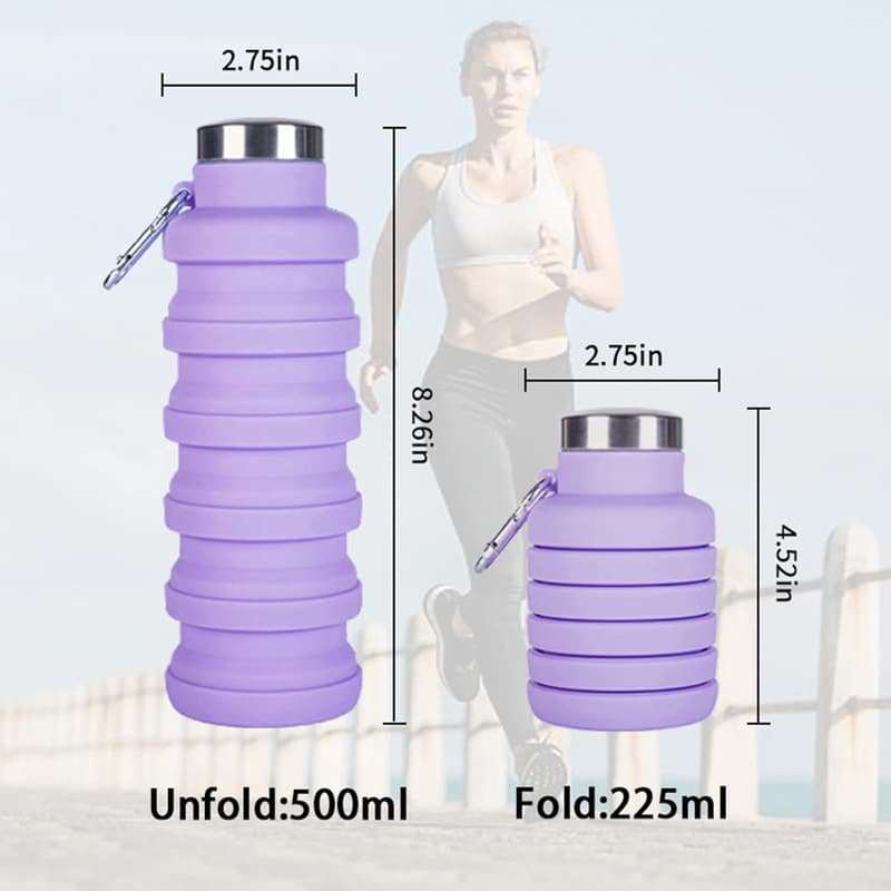Portable Silicone Water Bottles - 16oz, 4-Pack, BPA Free