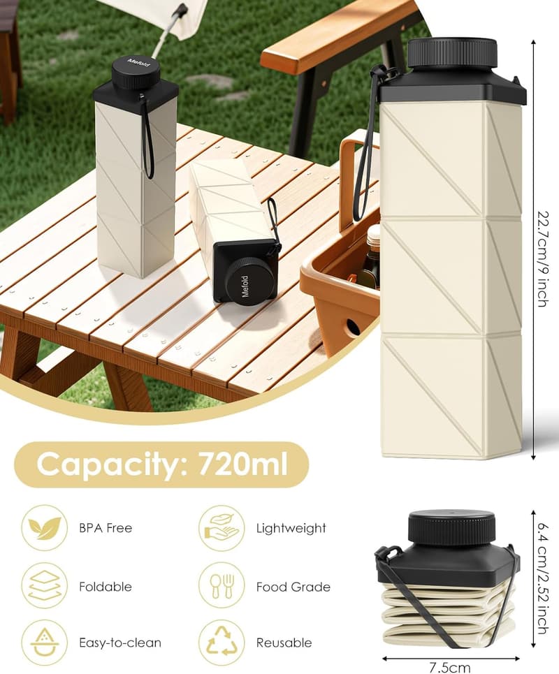 Portable 720ml BPA-Free Collapsible Water Bottle for Travel