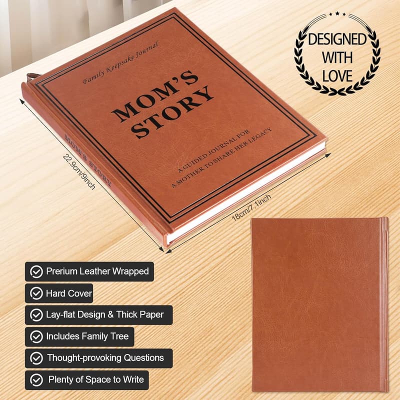 Mother's Day Leather Journal for Sharing Life Stories