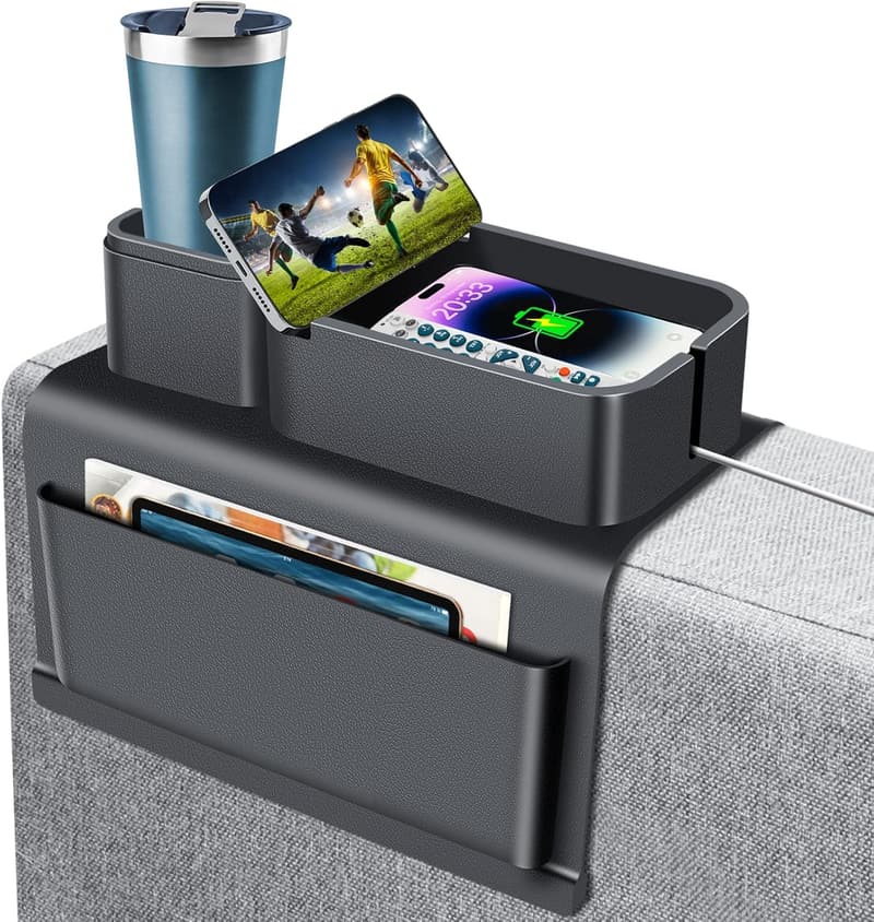 Father's Day Silicone Couch Cup Holder with Side Pockets