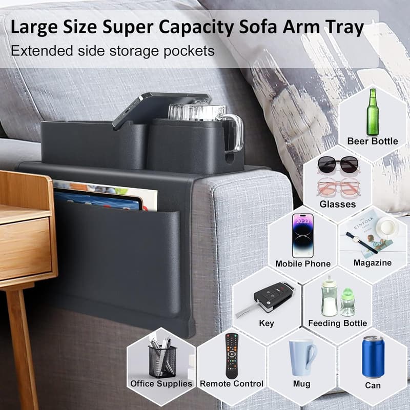 Father's Day Silicone Couch Cup Holder with Side Pockets