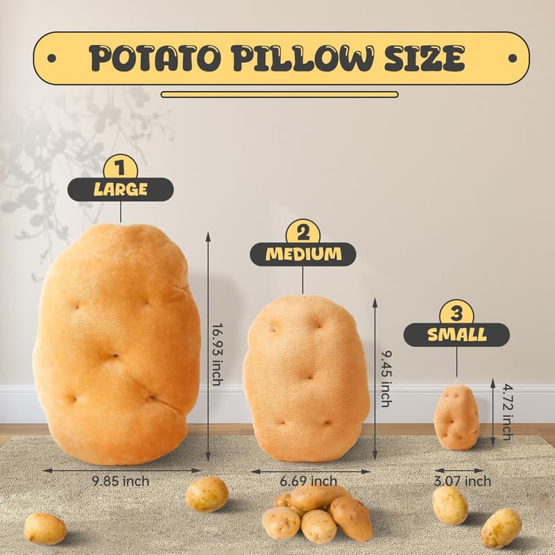 Decorative 3D Potato Plush Throw Pillow (16.93 inches)