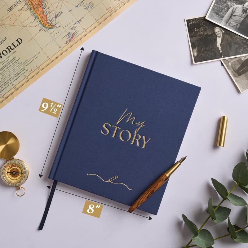 Grandma's Keepsake Story Journal - My Life Legacy Book (Navy)
