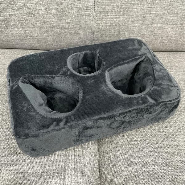 Couch Drink and Remote Holder Pillow for Sofa and Car (Gray)