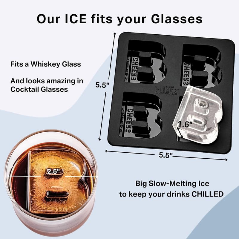 Custom Letter B Silicone Ice Cube Mold for Whiskey & Cocktails