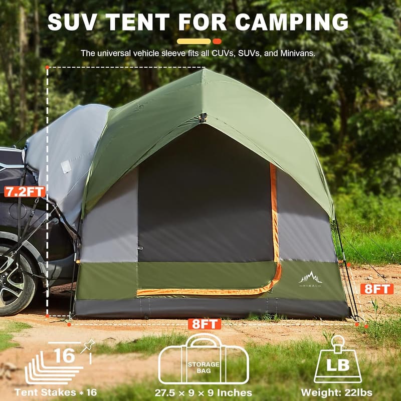 Spacious SUV Camping Tent for 5-8 People, Waterproof