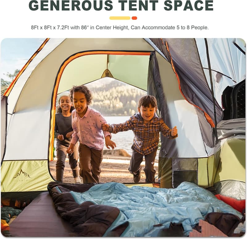 Spacious SUV Camping Tent for 5-8 People, Waterproof