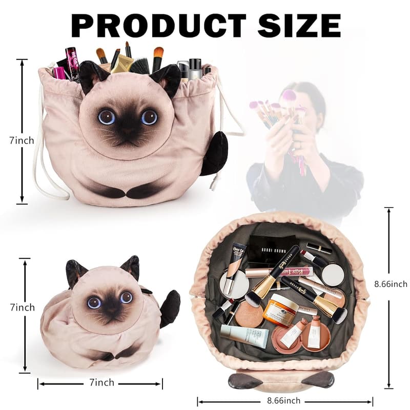Cat Lover's Travel Makeup Organizer Pouch - 2-Pack