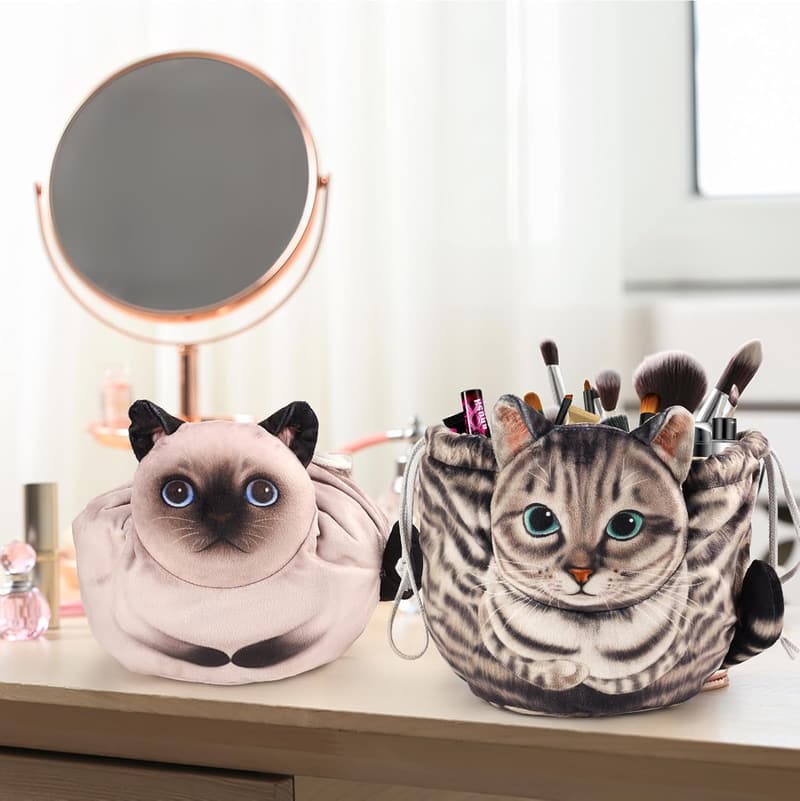 Cat Lover's Travel Makeup Organizer Pouch - 2-Pack