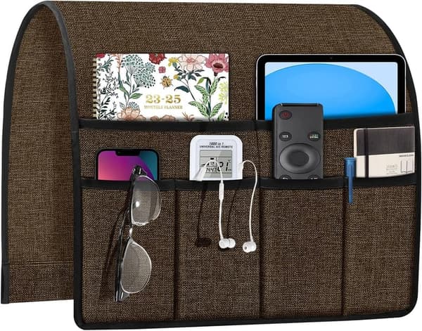 Sofa Armchair Caddy Organizer with 6 Pockets for Remote & Essentials