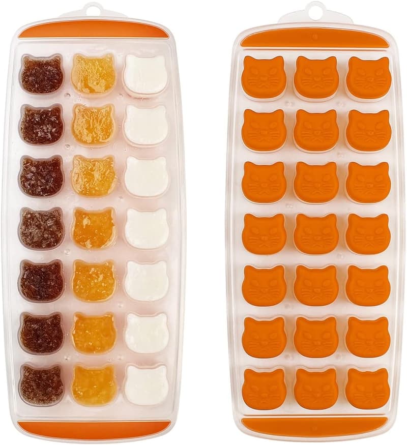 Cat-Shaped Ice Cube Tray Set - Fun BPA-Free Molds, Easy Release