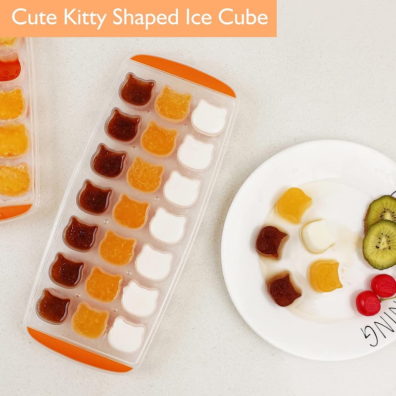 Cat-Shaped Ice Cube Tray Set - Fun BPA-Free Molds, Easy Release