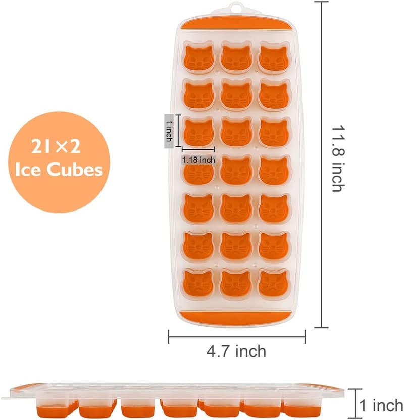 Cat-Shaped Ice Cube Tray Set - Fun BPA-Free Molds, Easy Release