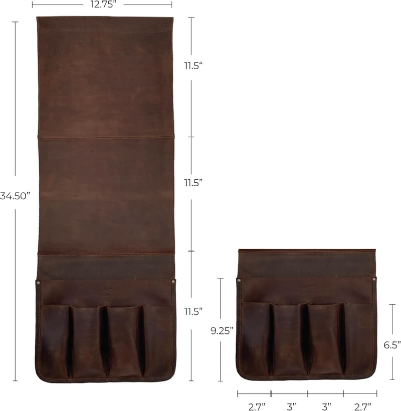 Leather Remote Control & Magazine Holder Armrest Organizer