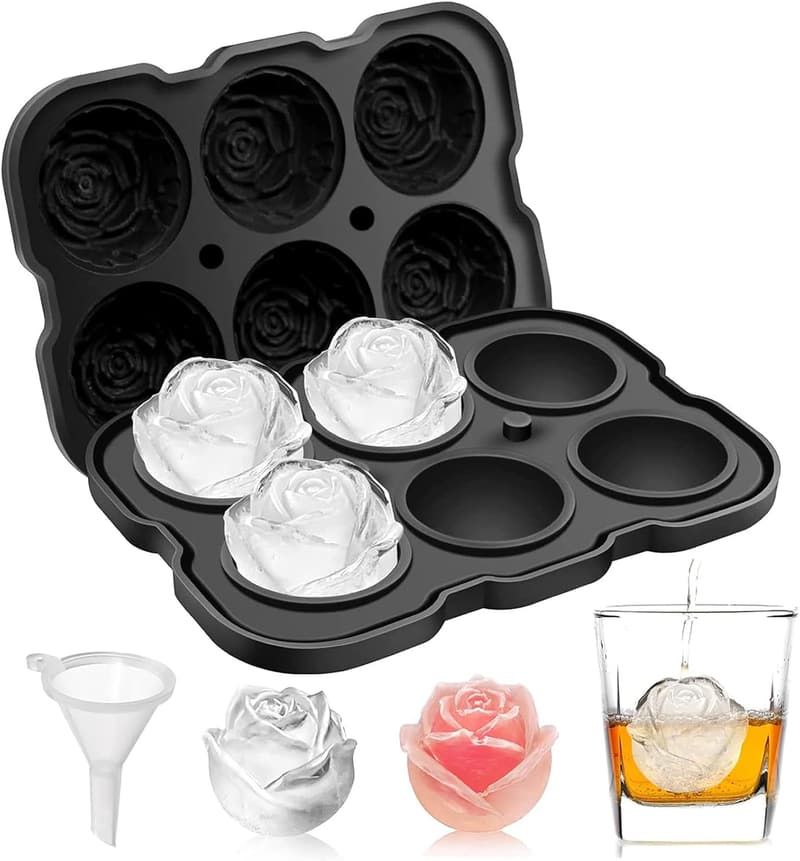 Silicone Rose Ice Cube Tray for Cocktails and Whiskey