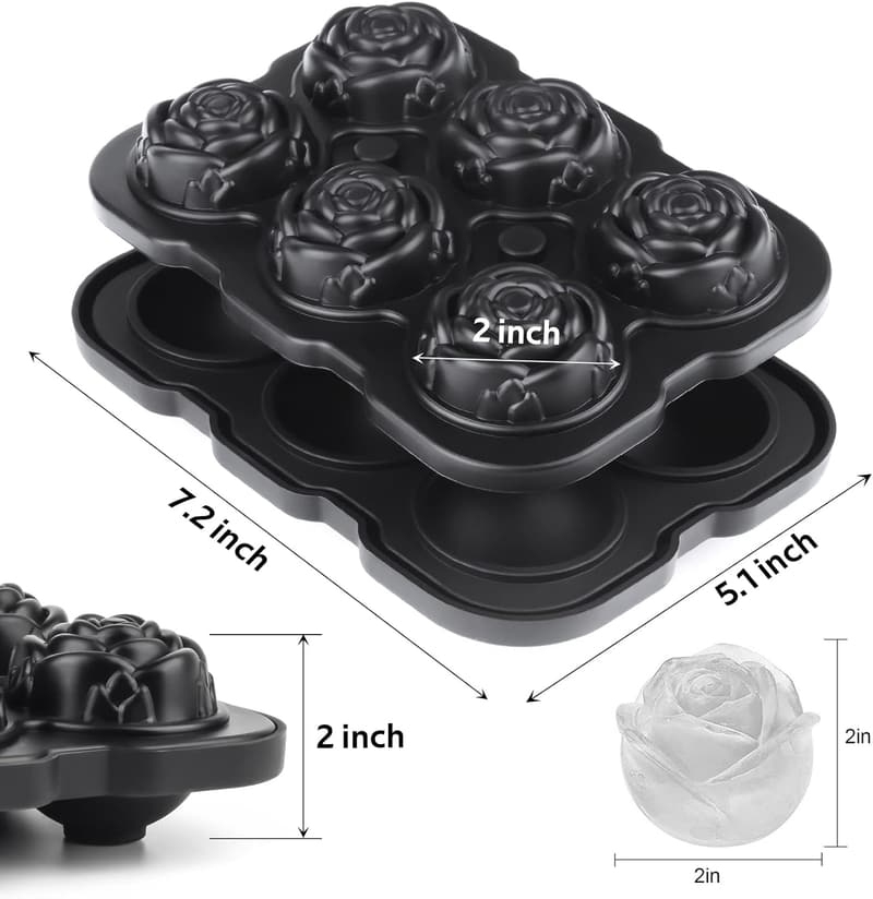 Silicone Rose Ice Cube Tray for Cocktails and Whiskey