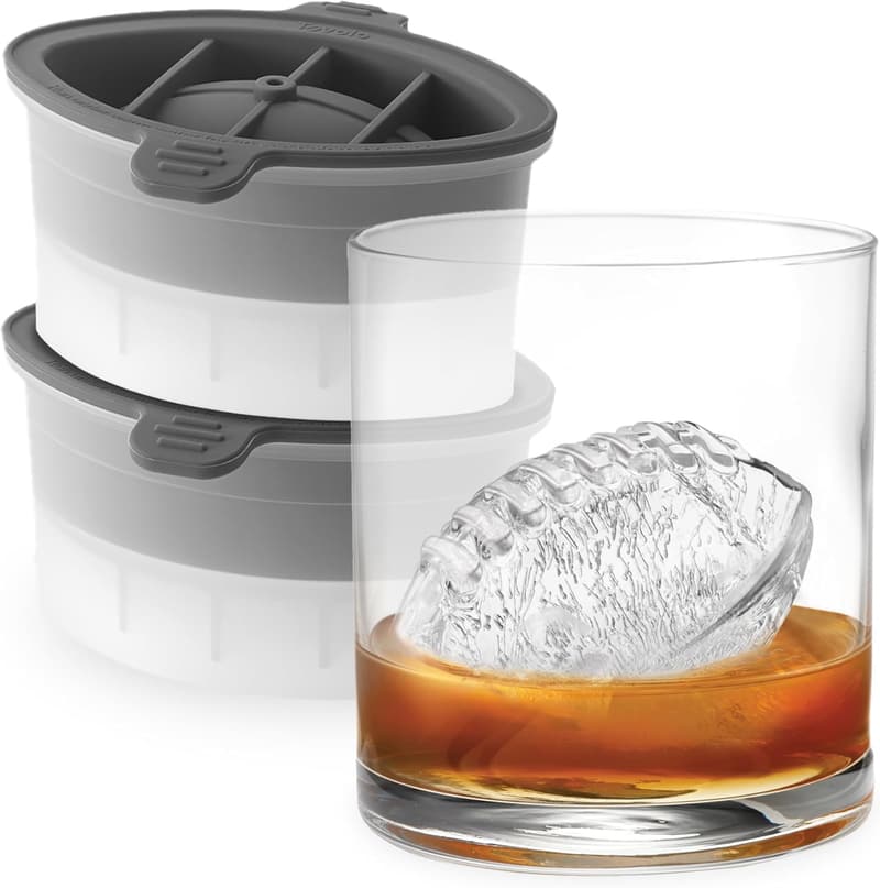 Football Shaped Ice Molds - Set of 2, Dishwasher-Safe