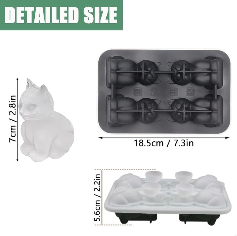 Cat-Shaped Ice Cube Mold for Cocktails & Whiskey Gifts for Men